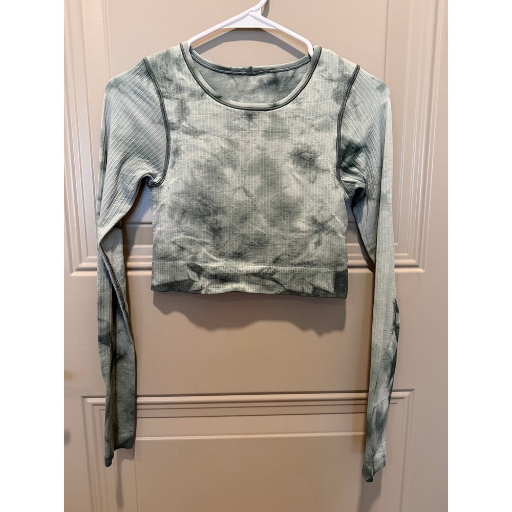 Lululemon Ebb to Street Long Sleeve Shirt Green Marble Dye Size‎ 4